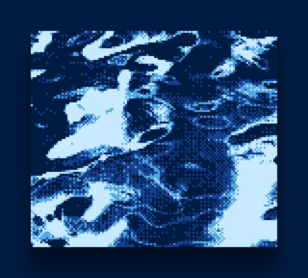 An abstract pixelated photo.